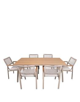 Set de grădină Santos: masă + 6 scaune, taupe